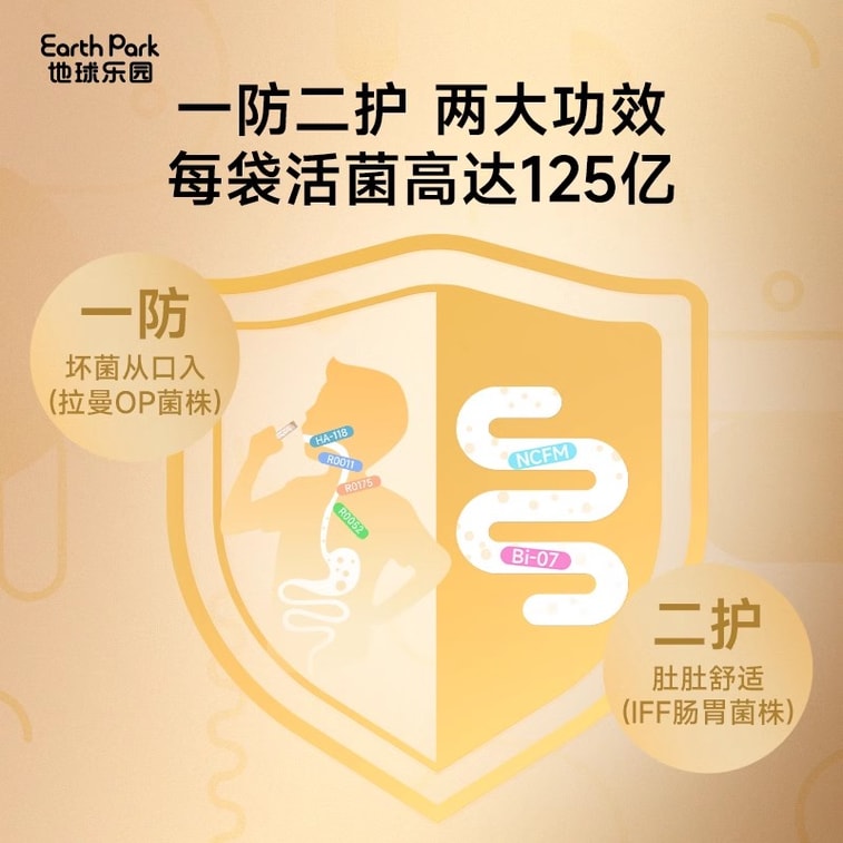 【中国直邮】 地球乐园 小金盾双护益生菌大人肠胃进口即食饭后搭档 2g*14袋/罐 5