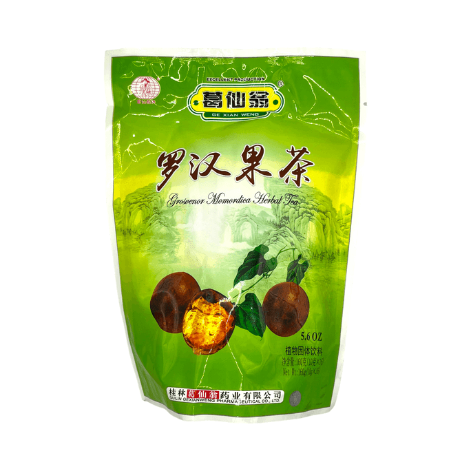 Gexianweng Luo Han Guo Tea Extract - Clearing Heat and Detoxifying Soothes Throat and Relieves Cough 10g x 16 Bags