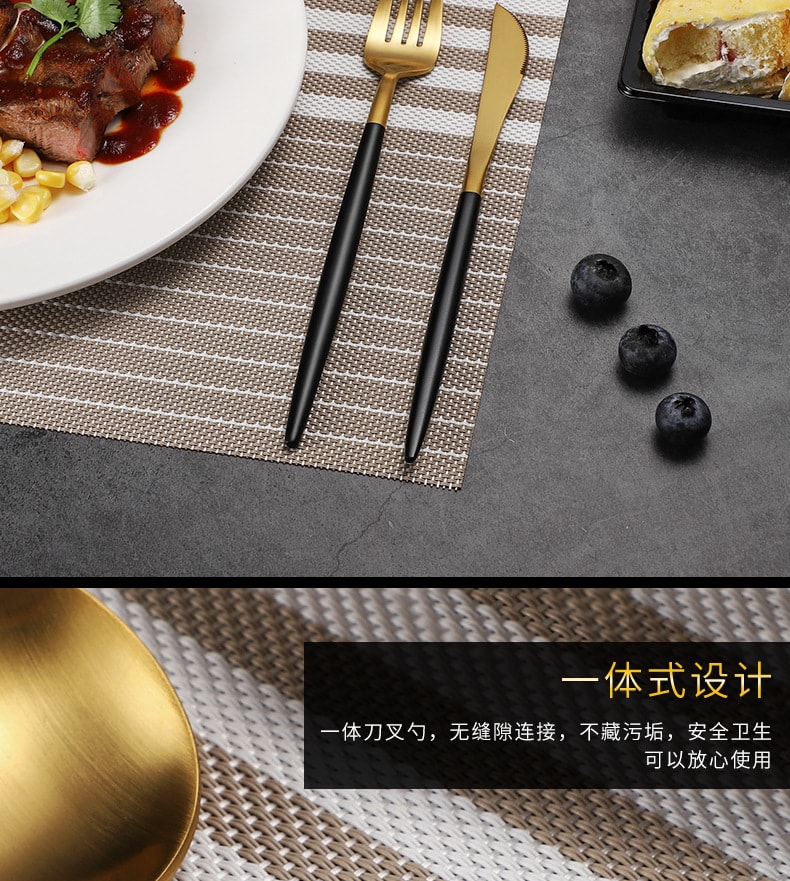 FaSoLa Life 葡萄牙餐具 餐刀 粉银色 304食品级不锈钢 镀金北欧西餐具