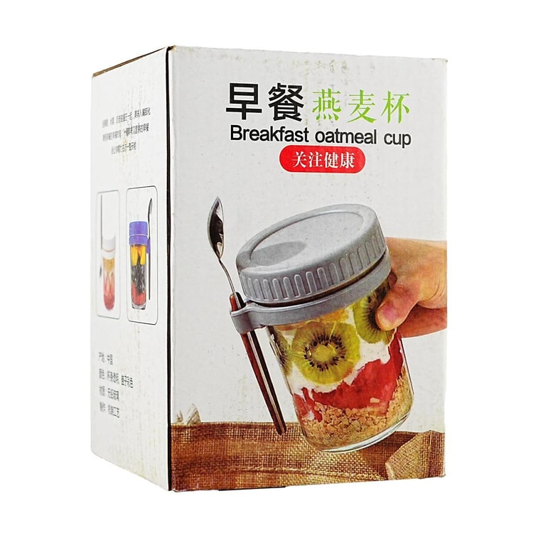 Oat Cup Portable Cup with Lid Spoon Salad Cup Graduated Milk Cup 350ml 4