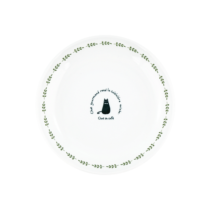 Japanese Mino Ware Neko Cafe Ceramic Light Weight Plate  #70 φ145×H50