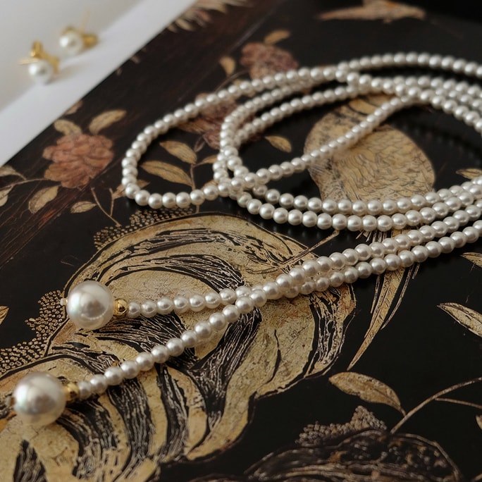 New Ultra Long Multi-Layer Layered Sweater Chain Necklace Mixed  Pearl Necklace 155cm