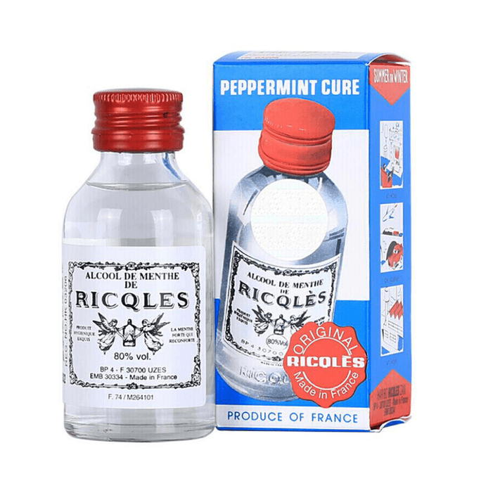 RICQLES Peppermint Cure Retro Ad Ricqles Mint Alcohol 50ML Bottle