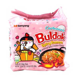 韓国風ブルダック麺 カルボナーラ炒めラーメン カルボナーラホットチキン味 - 5パック* 4.58オンス【TikTokでトレンド】