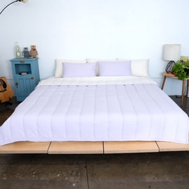 SEMI-MICROFIBER MARSHMALLOW COMFORTER - VIOLET/CREAM (Twin)