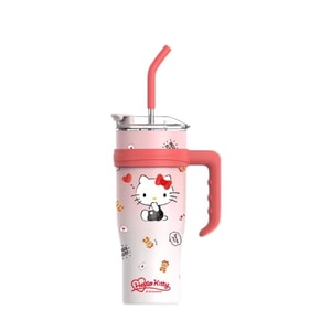 【中国直邮】  三丽鸥保温保冷冰霸水杯 1200ml大容量 不锈钢吸管/家用/便携/送礼/简约/可爱/卡通-凯蒂猫 1个*|
