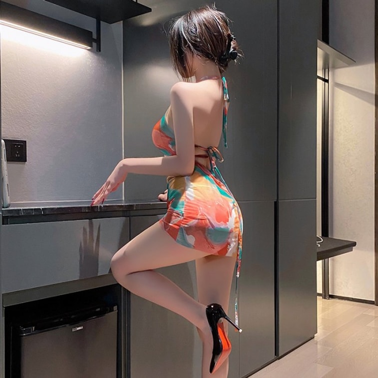 Deep U Groove Halo Printed bag Hip Skirt Style 6