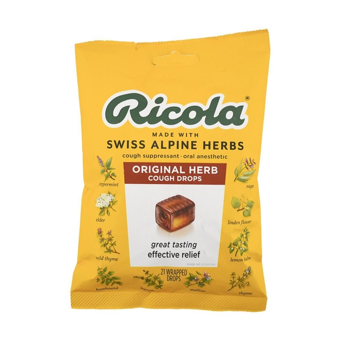 Ricola Original Swiss Herb Cough Suppressant Throat Drops, 21 Drops , 2.65 oz
