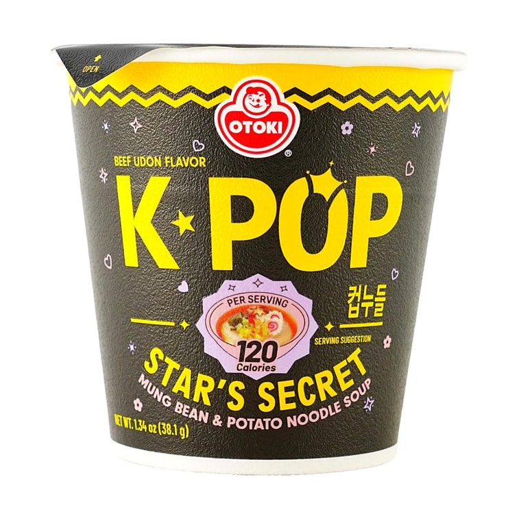 K-POP Star's Secret Cup Noodles , Beef Udon Flavor , 1.33 oz 【 Low-Calorie 】【Non-Fried Mung Bean & Potato Noodle Soup 】 5