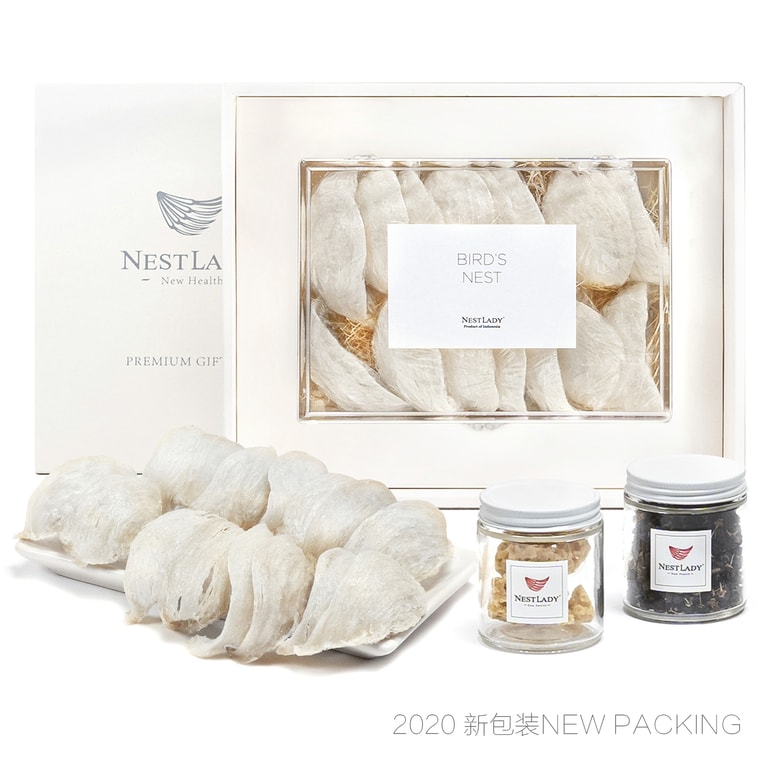 アメリカ産NestLadyプレミアムツバメの巣、「咲き誇る花と満月」ギフトボックス、6Aトップグレードロイヤルツバメの巣、100g【2025年梅雨初収穫ツバメの巣年末クリアランスセール】、FDA/USDA検査済み。 6