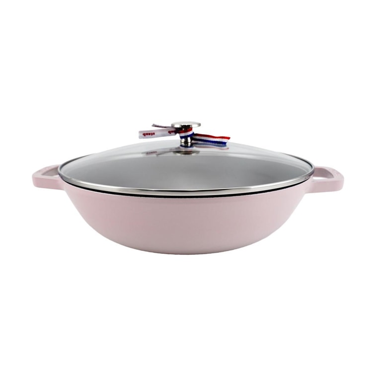 法国STAUB珐宝 铸铁平底炒锅 牡丹粉色 4.5-qt 5