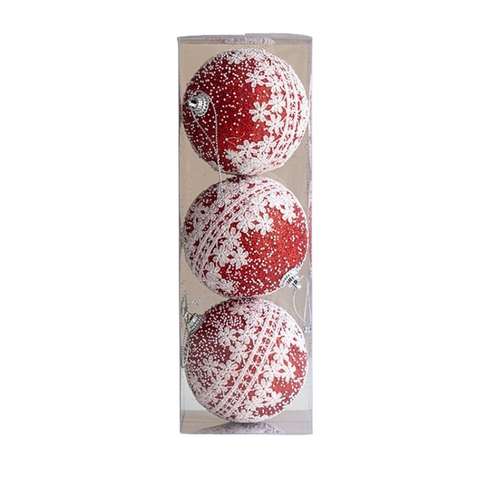 Christmas Decorations: C Style Christmas Balls 8cm*3 Pieces *1 Box