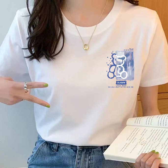 New Korean Women's Pure Cotton Short Sleeve T-shirt