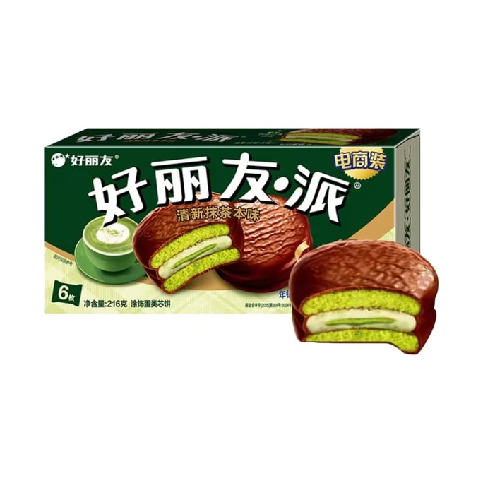 好丽友中国 韩国 ORION 好丽友 好丽友清新抹茶派6枚 1盒 216克