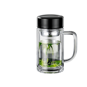 명샤 이중 유리 컵 손잡이 티컵 고온 내성 사무용 컵