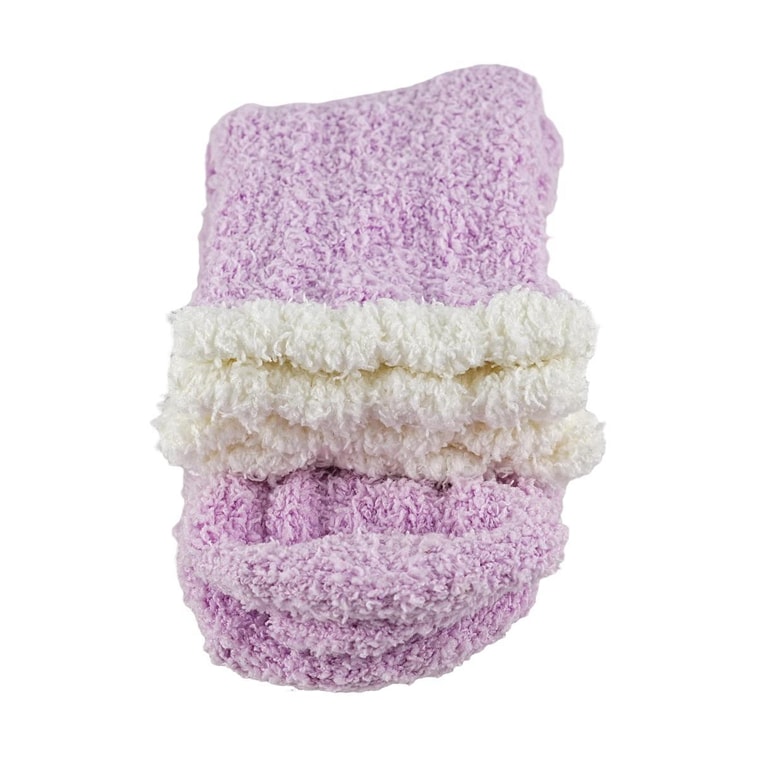 毛絨絨襪 彩色麻花珊瑚絨 紫色 5