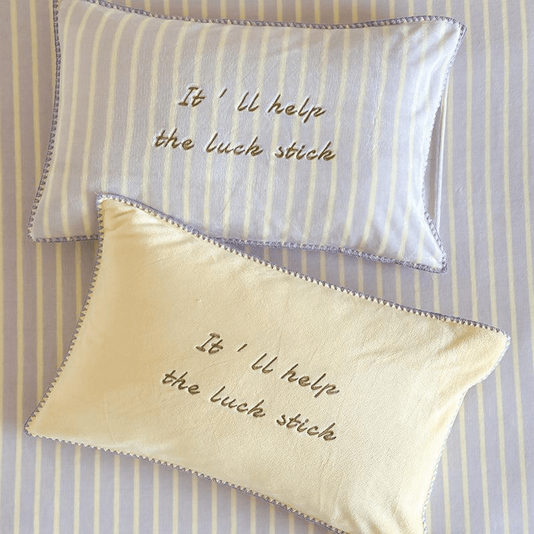 【中国直邮】 Lullabuy 撞色格子条纹床上四件套 床品被套枕套 葡萄奶昔-King 3