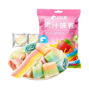 Bibi Zan Colorful Fruit Flavor Rolls 250g Bag - Juice Flavor Rolls, Small Pack, Popular Snack, Childhood Treat, Soft Candy, Casual Snack 250g*1 Bag