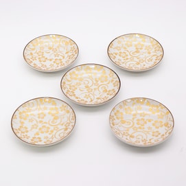 일본식 KUTANIYAKI 구타니야키 흰 점 작은 접시 5종 세트