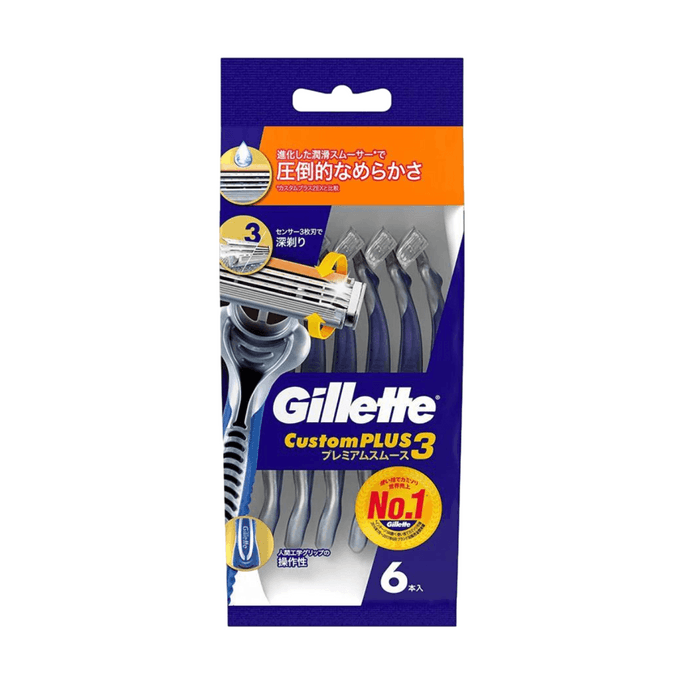 [일본 직배송] 질레트 남성용 일회용 면도기 (6개입) - 피부 굴곡에 밀착되는 계단식 날 디자인으로 피부에 가해지는 압력을 줄이면서 털을 점진적으로 다듬어줍니다.