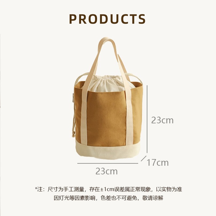 Thickened Canvas Lunch Bag Insulated Cold-Resistant Drawstring Lunch Box Bag Large Capacity Drawstring Portable Lunch Bag Outdoor Office Student Meal Box Storage Bag Coffee White Contrast Color F 1 Pi 4