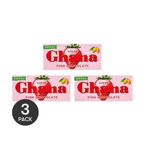 日本LOTTE乐天 GHANA加纳 粉红草莓巧克力 45g *3【3份超值装】【季节限定】