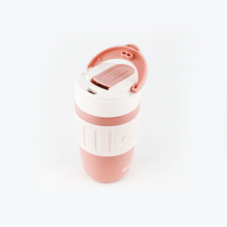 스테인레스 스틸 진공 단열 텀블러 여행용 커피 머그컵 밀짚 뚜껑 포함 핑크 400ml 4