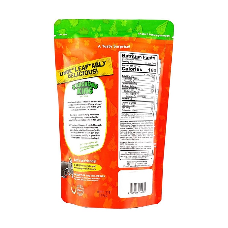 菲律宾KANGKONG KING 菠菜脆片 薯片 烧烤味 60g 7