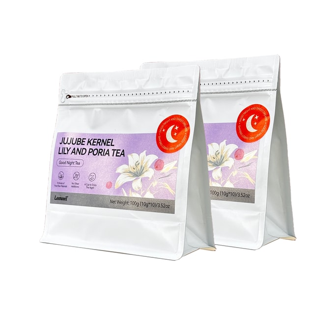 Li Mo Tea 2 バッグ Good Night Tea 100g - 安らかな眠りとリラクゼーションのための 10 種類の純粋な植物成分 ティーバッグ 10 袋 10g/袋