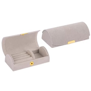 Fancy Jasmine 轻奢精致迷你首饰收纳盒  1盒装灰色  出差旅行便携戒指项链珠宝丝绒饰品盒