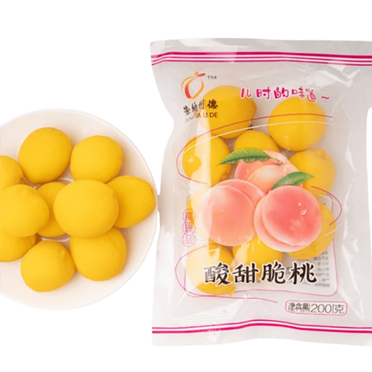 中国直送】甘酸っぱいパリパリ桃 - 200g/2パック 桃と黄桃の砂糖漬け
