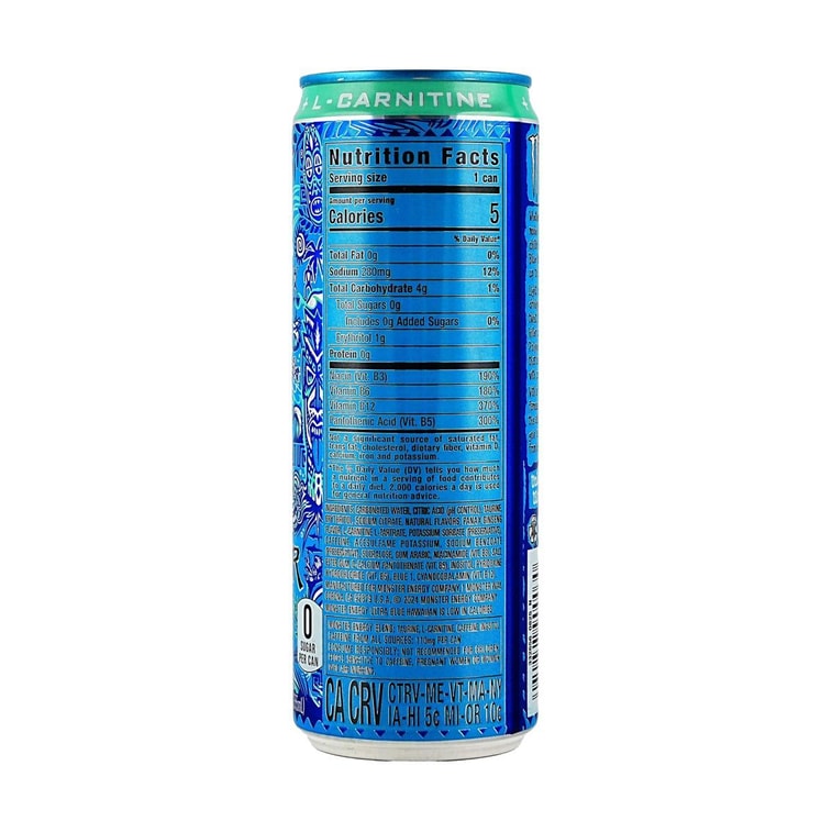 Monster Energy , Ultra Blue Hawaiian, Zero Sugar Energy Drink, 12 fl oz 【Low Calories】 3