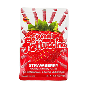 日本BOURBON波路梦  FETTUCCINE意面长条软糖 草莓味 150g【Q弹耐嚼】【含真实果汁】【日本便利店爆款】