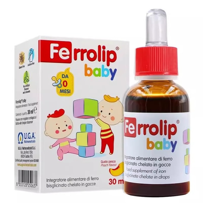 [중국 직배송] 이즈바오 리틀 레드 피치 철분 보충제, 유아용 철분 드롭, 킬레이트 철분 경구 용액 (30ml/병)