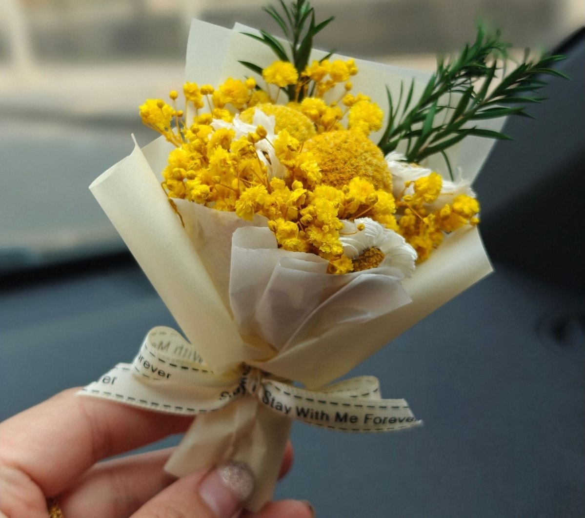 狐尾甄选 车载香水迷你干花花束+2ml 香水 车载饰品 香薰 空调出风口 淡香 装饰 礼物-烈焰情书 1个