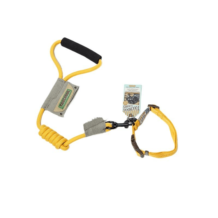 [중국 직배송] 일본산 터치독 강아지 목줄/리드줄 세트 - 편안한 착용감과 탈출 방지 - 노란색 목줄 + 리드줄 세트 - 사이즈 S