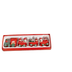 Winter Christmas Decorative Wooden Red And Green Little Train Creative Gift Box 21.5*5cm*1 Piece