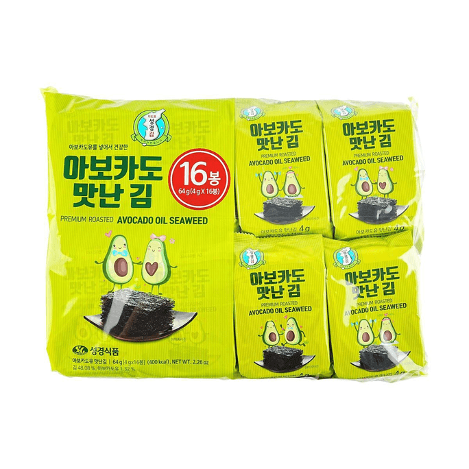 韩国SG FOOD 牛油果调味海苔片 即食紫菜 4g*16包