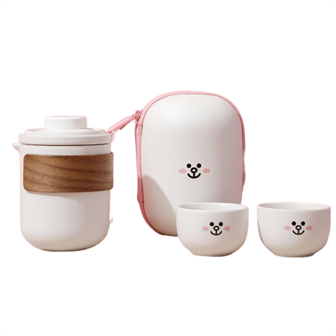 Ceramic Portable Tea Set One Pot Two Cups Kung Fu Set Lightweight Bag CONY Model