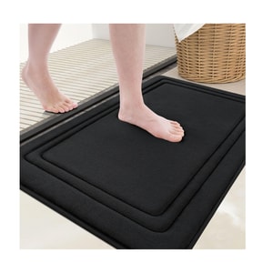 Memory Foam Bath Mat Rug 30*20, Ultra Soft, Non-Slip and Absorbent Bathroom Rugs, Machine Wash Dry, Comfortable Bath Rug Carpet for Bathroom Floor, Tub and Shower, Black