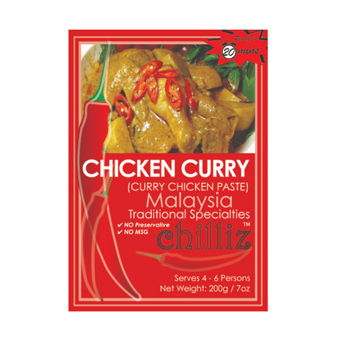【马来西亚直邮】马来西亚 CHILLIZ 咖喱鸡酱包 200g
