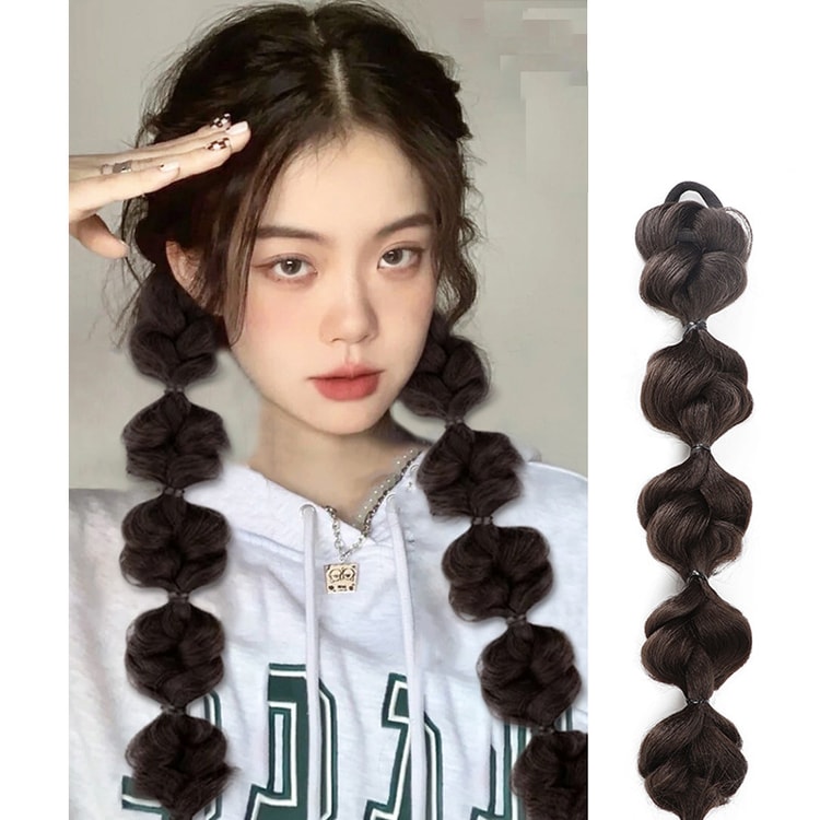 2PCS Wig for Women New Chinese Style Twist Braid Personality Hot Girl Kink  Braid Hip Hop Ponytail Girl Black