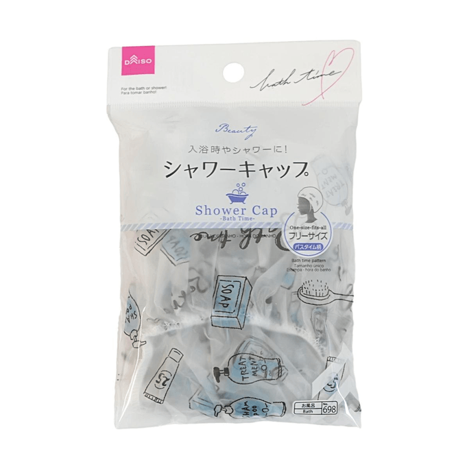 日本DAISO大創 沐浴印花浴帽 1個入 【防水防潮】【均碼】