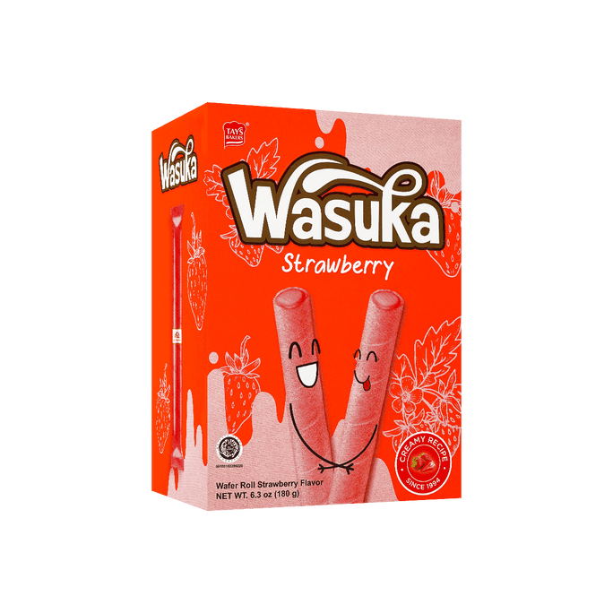 印尼WASUKA哇酥咔 爆漿威化捲蛋捲 草莓口味 180g