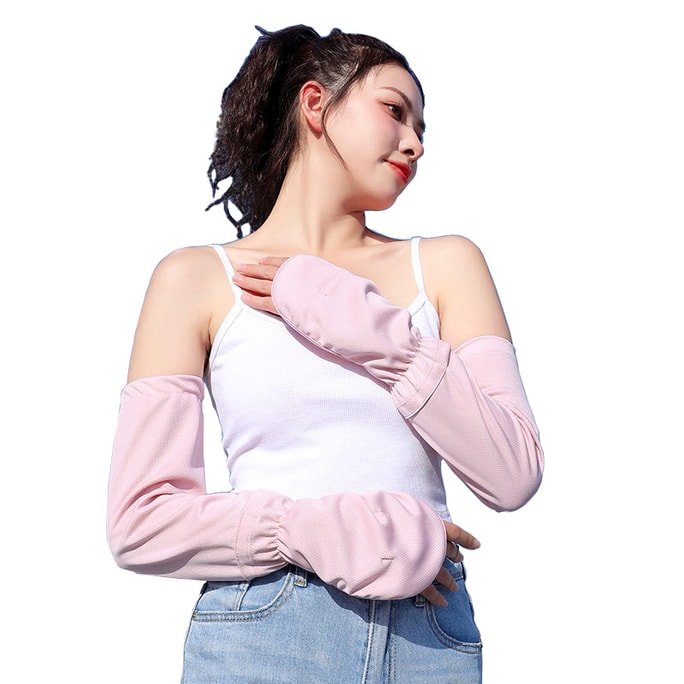 [중국발 다이렉트 메일] 대형 운전 자외선 차단 소매 루즈한 팔 보호대 조절 소매 핑크