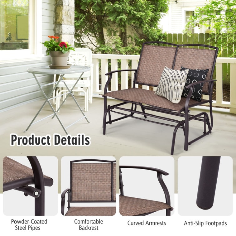 41.3 Outdoor Iron Patio Rocking Chair For Backyard And Lawn 4