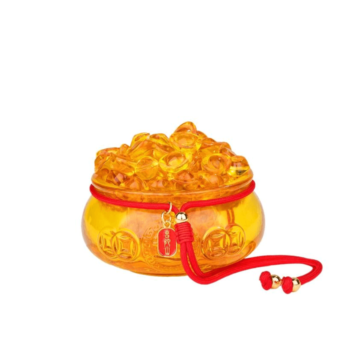 Putuo Mountain Yellow Crystal Treasure Basin Ornament Glass Ingot Housewarming Gift Home Desktop Decoration 8 * 4 Cm