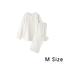 Women’s Double Gauze Dot Dobby Long Sleeve Pajamas  Off White M 1set