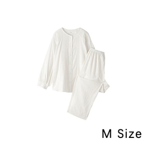 Women’s Double Gauze Dot Dobby Long Sleeve Pajamas  Off White M 1set