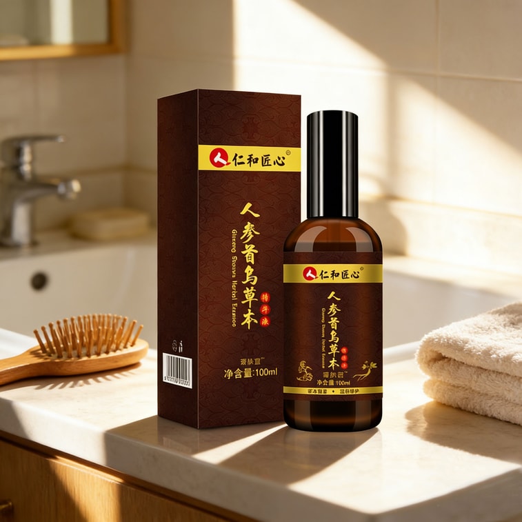 Renhe Pharmaceutical Aifu Renren Ginseng Polygonum Multiflorum Herbal Essence Hair Darkening Liquid 1 Box(100ml) Plant Essence 4